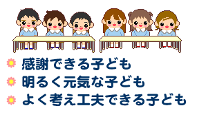 感謝できる子ども/明るく元気な子ども/よく考え工夫できる子ども